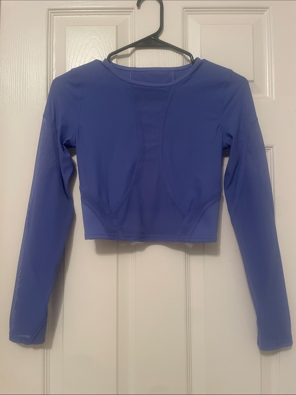 Lululemon Long-Sleeve Cropped Active Top in Periwinkle Blue